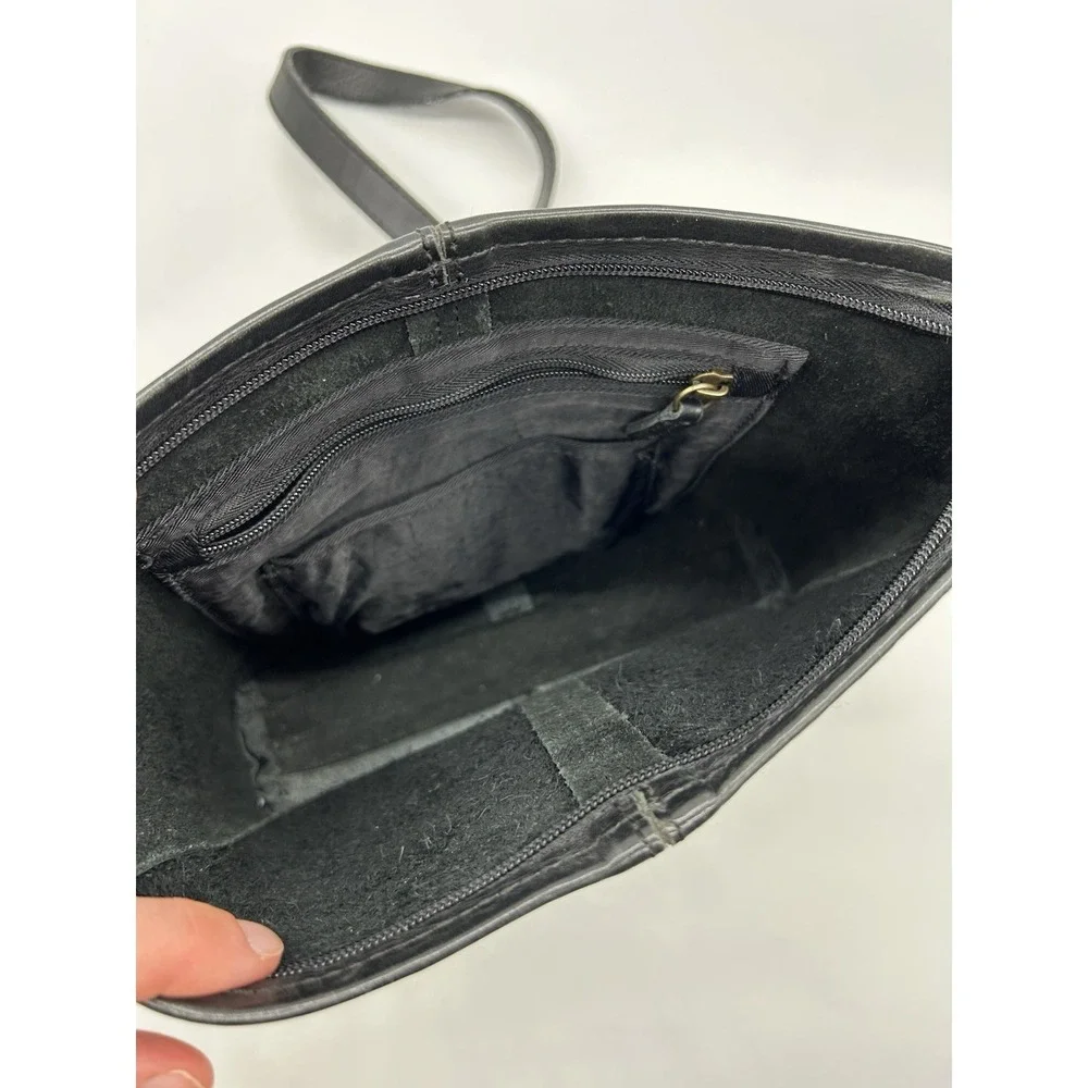 Duluth‎ Trading Co Lifetime Leather Sling Crossbody Bag Black Pebbled Purse
